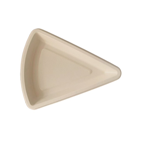 RÉCIPIENTS TRIANGULAIRES + COUVERCLES BIONIC  22,7x18,2x4,3 CM NATUREL BAGASSE + PET (600 UNITÉ)