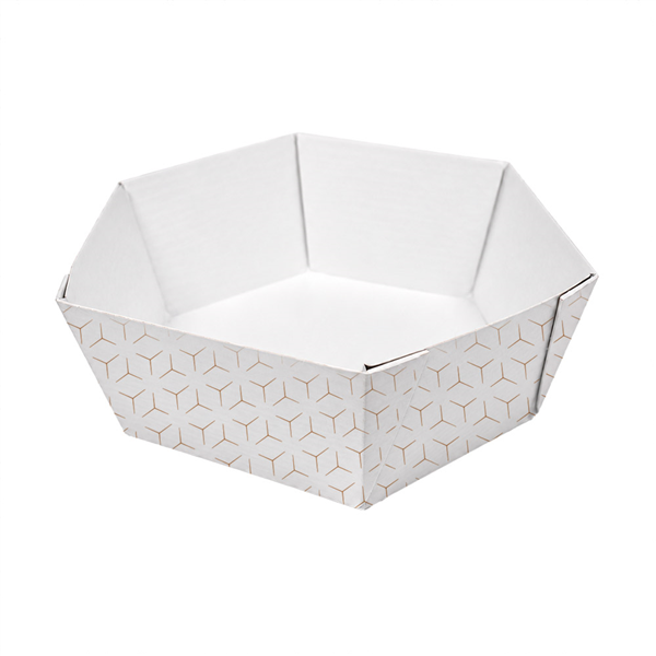 RÉCIPIENTS HEXAGONAUX THEPACK "CUBE" 750 ML Ø17/14x5 CM BLANC CARTON NANO-MICRO+PP (2000 UNITÉ)