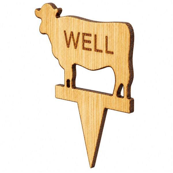 STEAK MARKER - BIEN CUIT BAMBOO  3,5x4,5 CM NATUREL BAMBOU (100 UNITÉ)