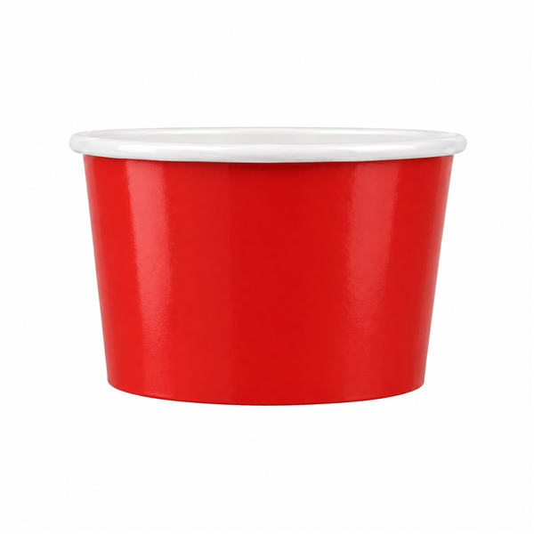 POTS À GLACES  120 ML 210 + 18PE G/M2 Ø 7,7x4,7 CM ROUGE CARTON (2000 UNITÉ)