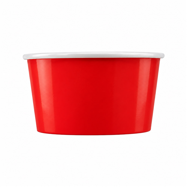POTS À GLACES  180 ML 250 + 18PE G/M2 Ø 8,7x5,2 CM ROUGE CARTON (2000 UNITÉ)