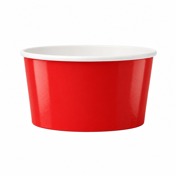 POTS À GLACES  240 ML 250 + 18PE G/M2 Ø 9,4x5,5 CM ROUGE CARTON (2000 UNITÉ)