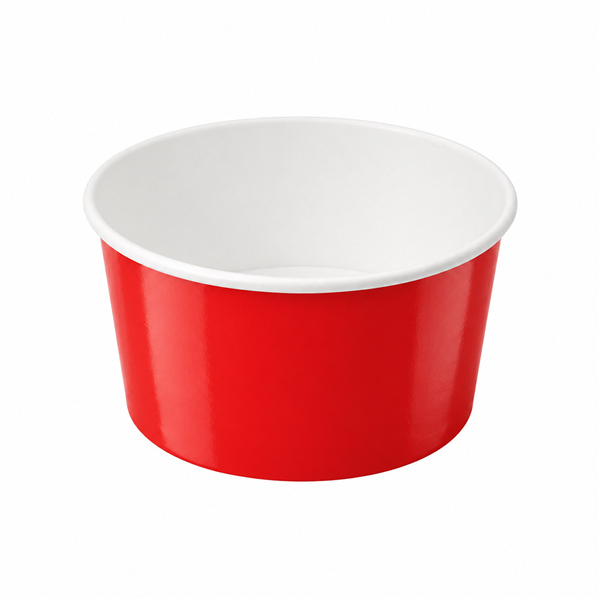 POTS À GLACES  240 ML 250 + 18PE G/M2 Ø 9,4x5,5 CM ROUGE CARTON (2000 UNITÉ)