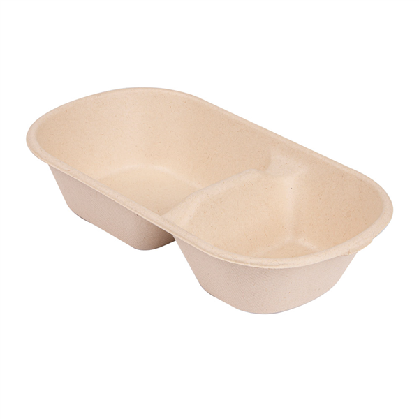 LUNCH BOXES 2 COMPART. "BIONIC" 850 ML 23,5x13,1x4,6 CM NATUREL BAGASSE (500 UNITÉ) - Garcia de Pou