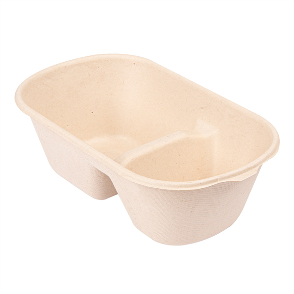 LUNCH BOXES 2 COMPART. "BIONIC" 1000 ML 22x12,9x6,85 CM NATUREL BAGASSE (500 UNITÉ) - Garcia de Pou