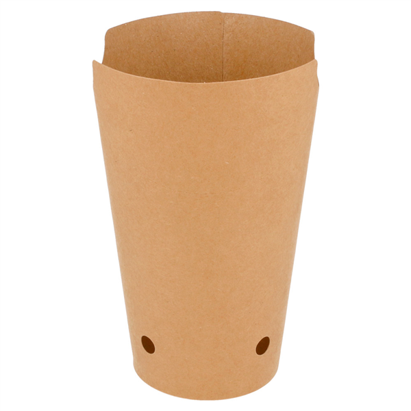 GOBELET À FRITES AVEC FERMETURE 16OZ - 480 ML 200 + 25PE G/M2 8,5x14 CM MARRON CARTON (50 UNITÉ) - Garcia de Pou