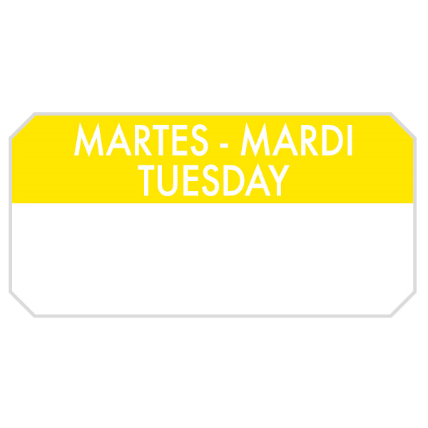 1000 U. ÉTIQUETTES ADHESIVES "MARDI"  5x2,5 CM JAUNE ADHESIF (1 UNITÉ) - Garcia de Pou