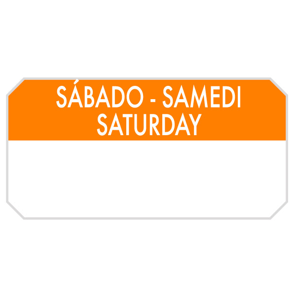 1000 U. ÉTIQUETTES ADHESIVES "SAMEDI"  5x2,5 CM ORANGE ADHESIF (1 UNITÉ) - Garcia de Pou