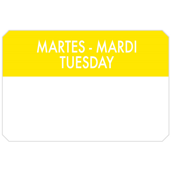 500 U. ÉTIQUETTES ADHESIVES "MARDI"  7,5x5 CM JAUNE PALE ADHESIF (1 UNITÉ) - Garcia de Pou