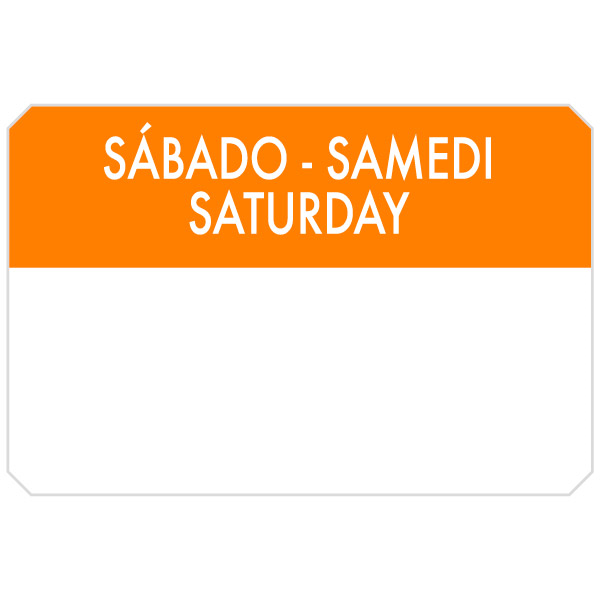 500 U. ÉTIQUETTES ADHESIVES "SAMEDI"  7,5x5 CM ORANGE ADHESIF (1 UNITÉ) - Garcia de Pou
