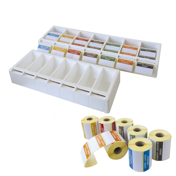 DISTRIBUTEUR POUR ÉTIQUETTES 5x2,5 CM  49,5x19,5x7,5 CM BLANC ABS (1 UNITÉ) - Garcia de Pou