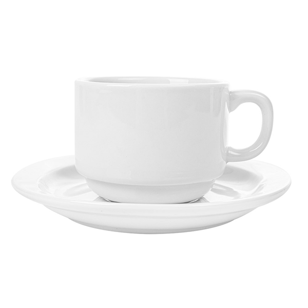 TASSES CAFÉ + SOUCOUPES 250 ML  BLANC PORCELAINE (12 UNITÉ) - Garcia de Pou