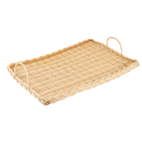 PLATEAU RECTANGULAIRE SIMILAIRE OSIER POUR FROMAGE  52,5x30x3 CM NATUREL PP (1 UNITÉ) - Garcia de Pou