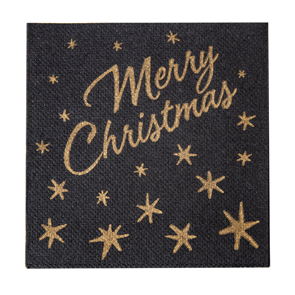 SERVIETTES "DOUBLE P." ECOLABEL "MERRY CHRISTMAS" 18 G/M2 20x20 CM NOIR OUATE (2400 UNITÉ) - Garcia de Pou