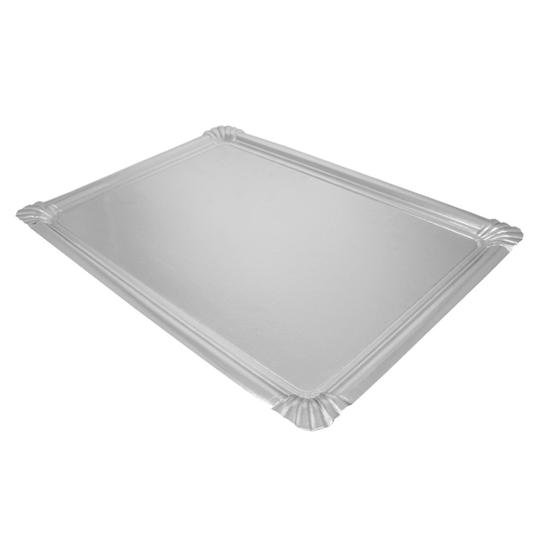 PLATEAUX  600 G/M2 34x45,5 CM ARGENTE CARTON (90 UNITÉ) - Garcia de Pou