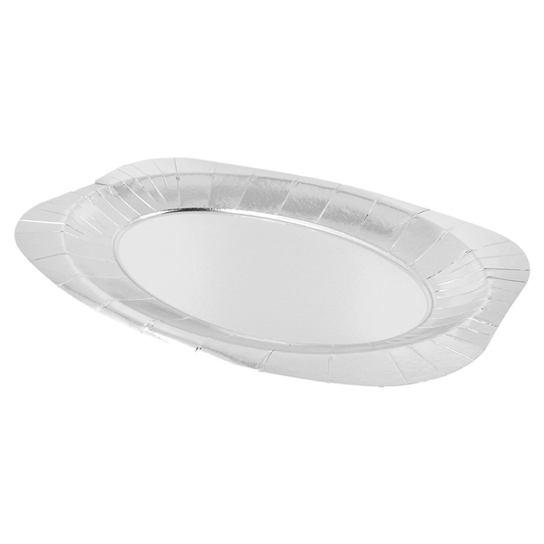 PLATEAUX OVALES  545 G/M2 24x35 CM ARGENTE CARTON (100 UNITÉ) - Garcia de Pou