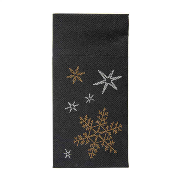 SERVIETTES KANGOUROU "CHRISTMAS NIGHT" 55 G/M2 40x40 CM NOIR AIRLAID (700 UNITÉ) - Garcia de Pou