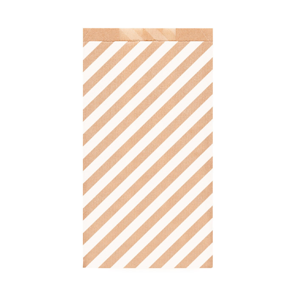 SACHETS PLATS RAYURES  60 G/M2 19+8x35 CM NATUREL KRAFT VERGÉ (250 UNITÉ) - Garcia de Pou