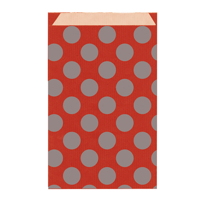 ENVELOPPES CADEAUX À POIS  60 G/M2 19+8x35 CM ROUGE/ARGENT KRAFT VERGÉ (1500 UNITÉ)