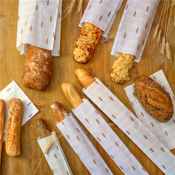 SACHET BAGUETTE 9+4x54 CM BLANC à MOTIFS