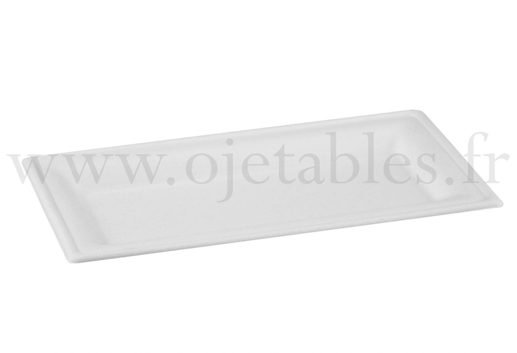 Assiette rectangle en pulpe de canne 26x13cm