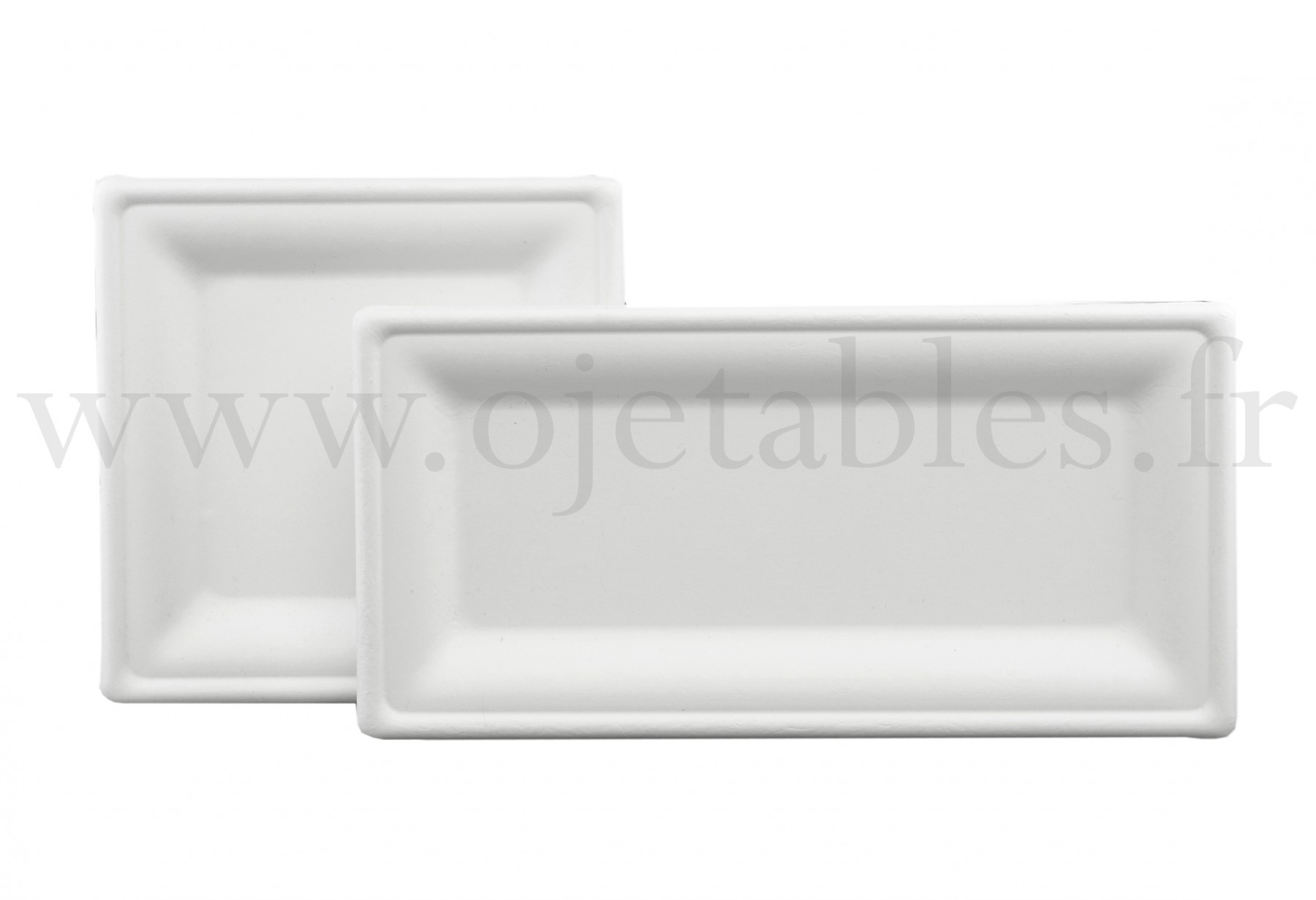 Assiette rectangle en pulpe de canne 26x13cm