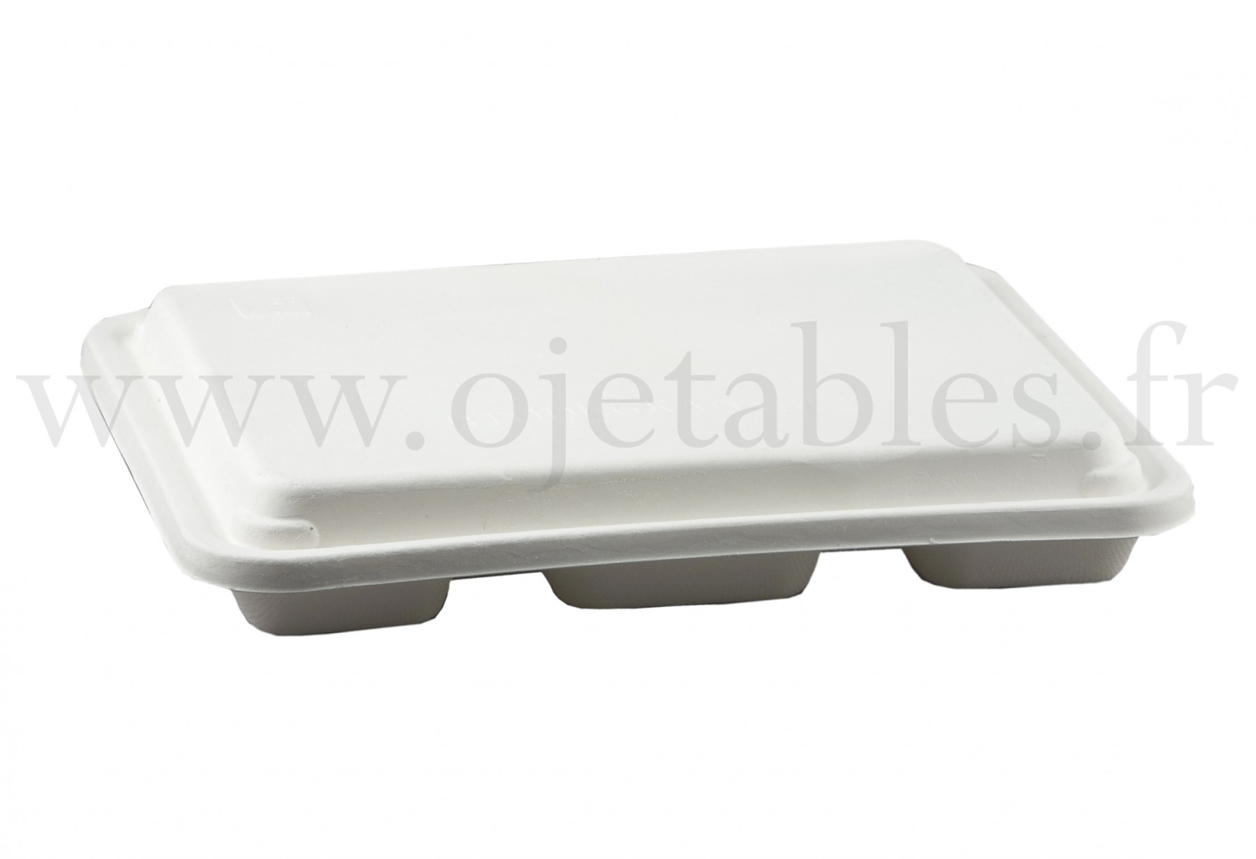 Adiserve Plateau Repas 5 Compartiments BIODÉGRADABLES + Couvercle par 50