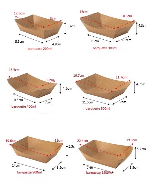 Barquette bateau kraft de 200ml à 1200ml