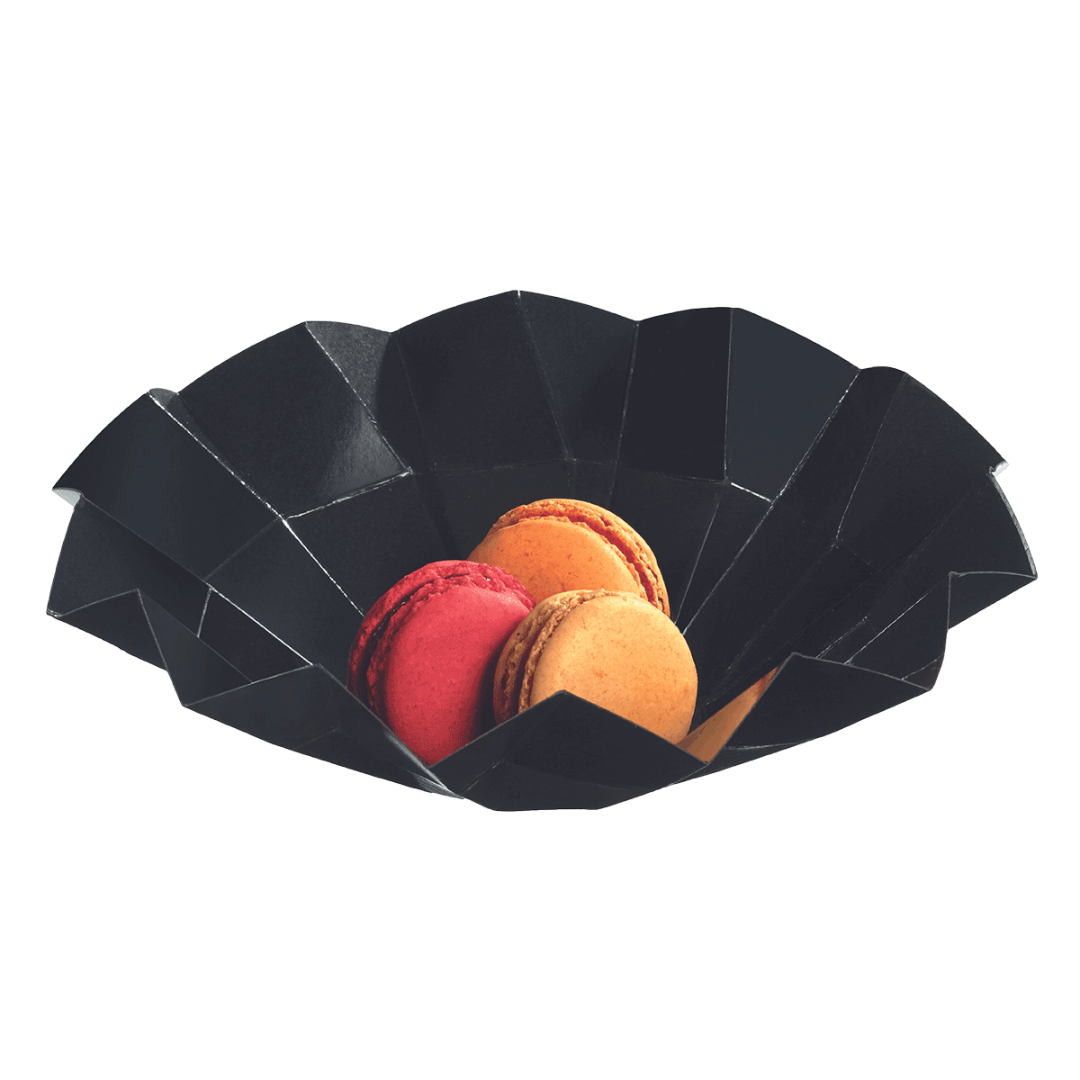 Boîte ORIGAMI S diam 8cm H4.5cm noir lam
