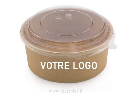 Bol en carton 500/550ml kraft Personnalisé avec couvercle compris