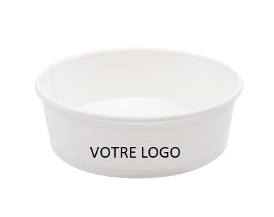 BOL EN CARTON BLANC 750ML PERSONNALISÉ AVEC COUVERCLE