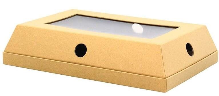 Cloche à fromage Kraft avec fenêtre PLEXI 30,5x20,5x6,8cm