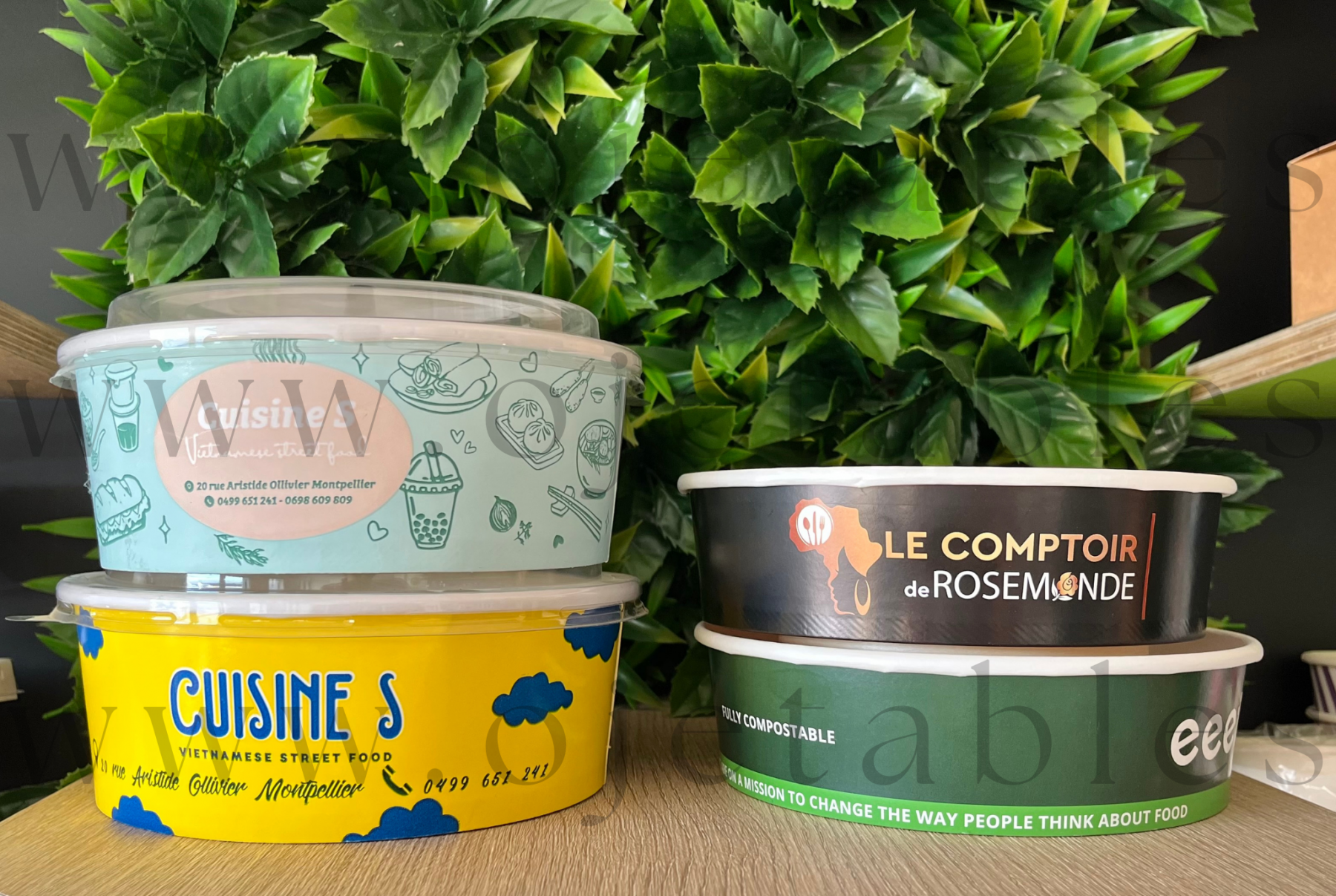BOL EN CARTON BLANC 1300ML PERSONNALISÉ AVEC COUVERCLE COMPRIS