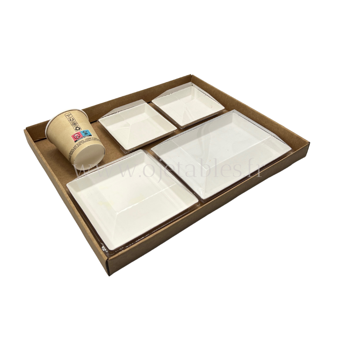 KIT 4 raviers CUBIK blanc "AF" pour 100 plateaux