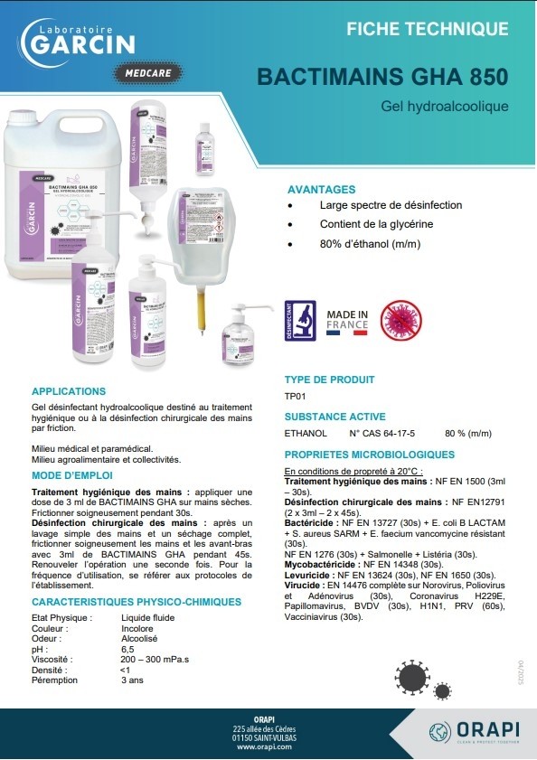 Gel hydroalcoolique apte au contact alimentaire – Flacon pompe 300 ml