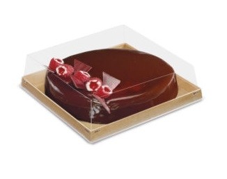 Plateau carton avec couvercle transparent 190x190x45 - LUXIPACK