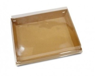 Plateau carton avec couvercle transparent 190x190x45 - LUXIPACK