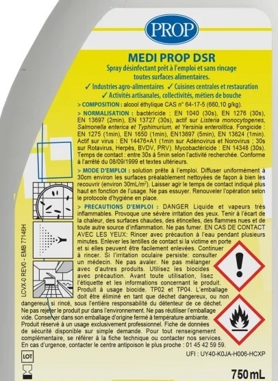 Désinfectant sans rinçage - multi usage 750ml