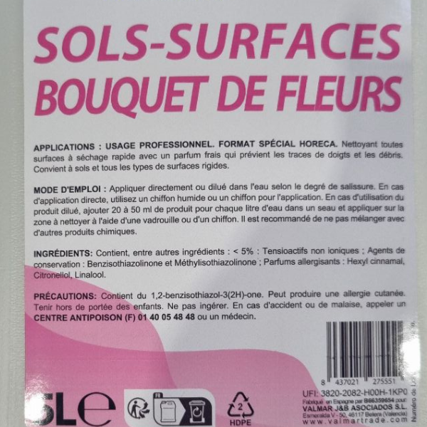 Nettoyants sols & Surfaces  pro "bouquet de fleurs" 5L