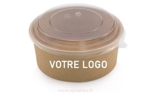 Bol en carton 750ml kraft Personnalisé avec couvercle compris