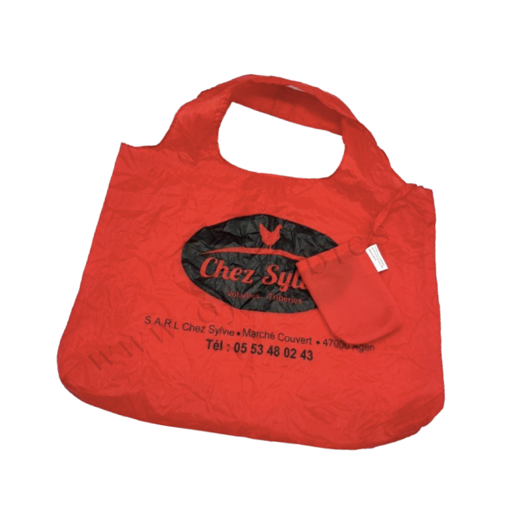 Sac polyester pliable avec pochette intégrée – 45 × 34 cm, soufflet 20 cm