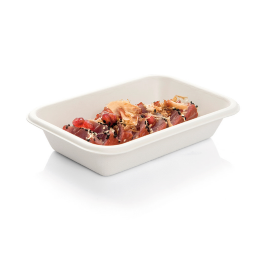 BARQUETTE BIODEGRADABLE 710 ML 21,5x14x3,7 CM BLANChe BAGASSE 