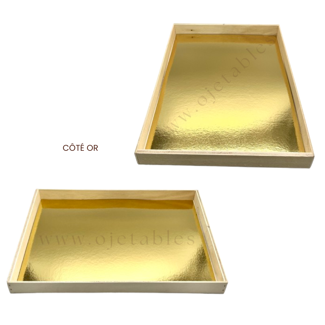 50 Fonds 2 faces or/noir pour Plateau en bois 380x273x30mm