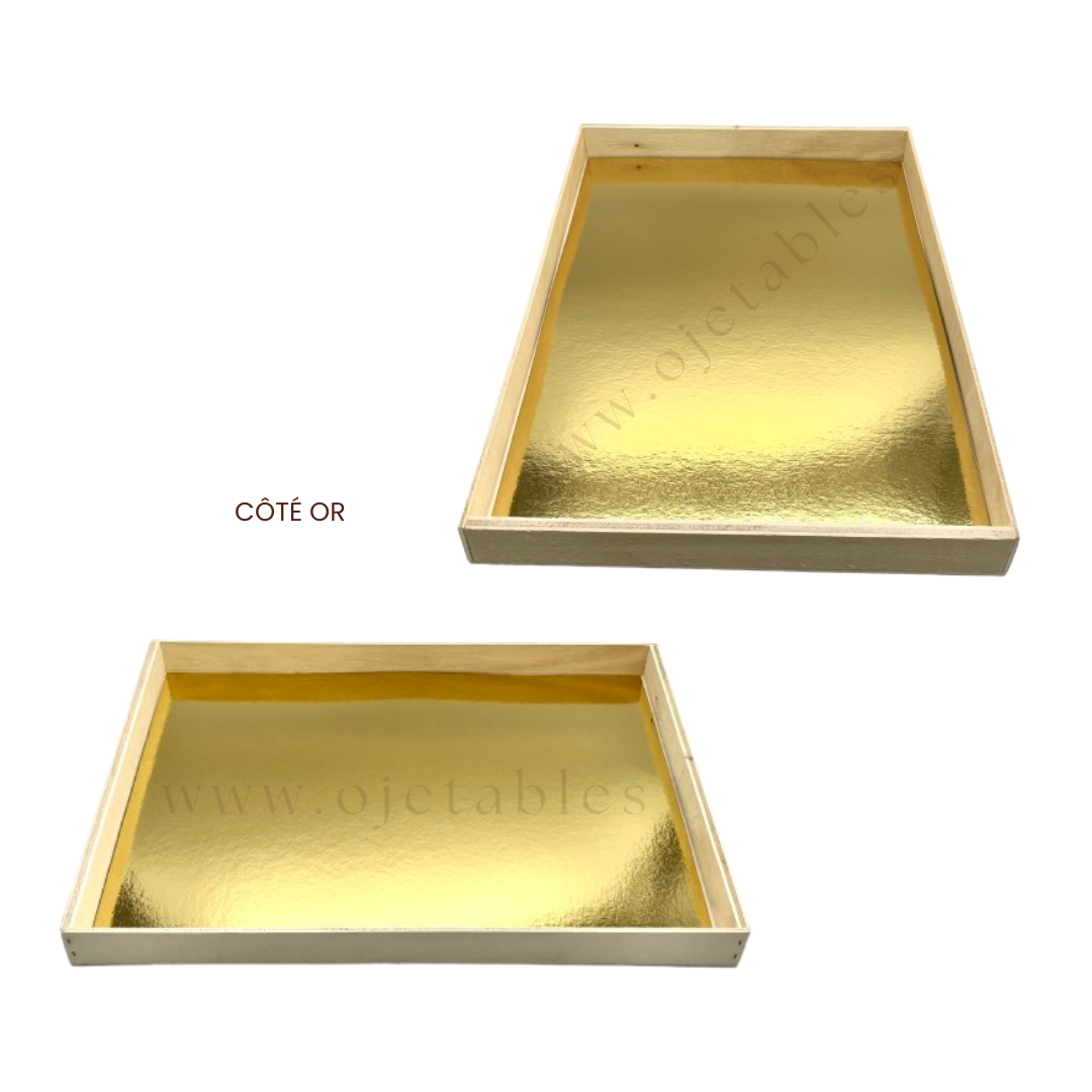 50 Fonds 2 faces or/noir pour Plateau en bois 300x200x30mm