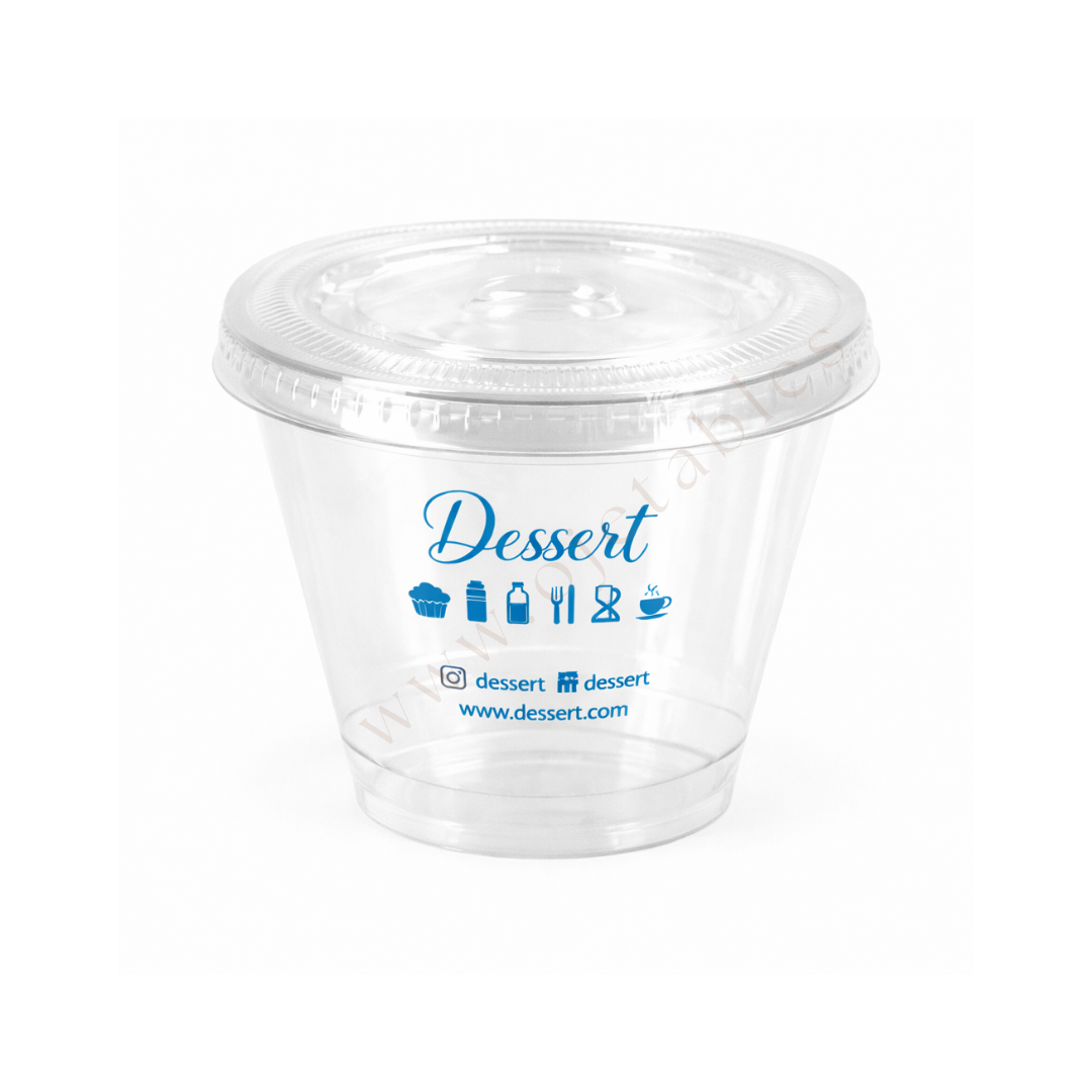 COUVERCLE PLAT SANS TROU POUR COUPE DESSERT 9oz /260ml personnalisée en 1 couleur 