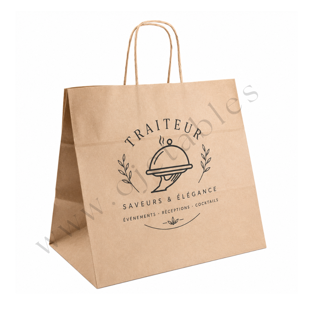 Sac Papier Kraft Personnalisé 115g/m² 32x20x31 - 1 ou 2 couleurs