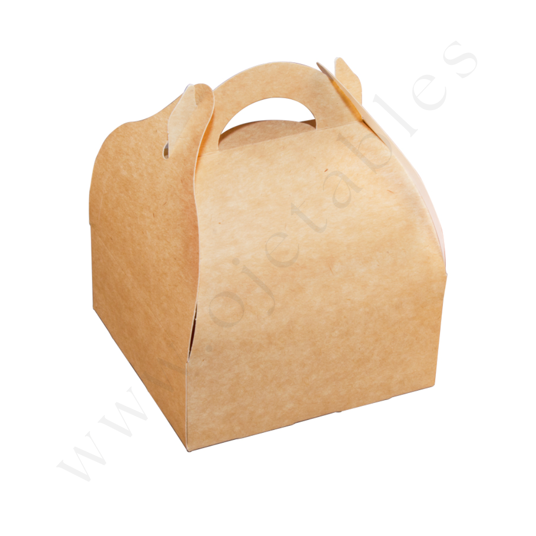 BOITE PATISSIERE 10.5X10.5 ELEGANCE POIGNEE kraft