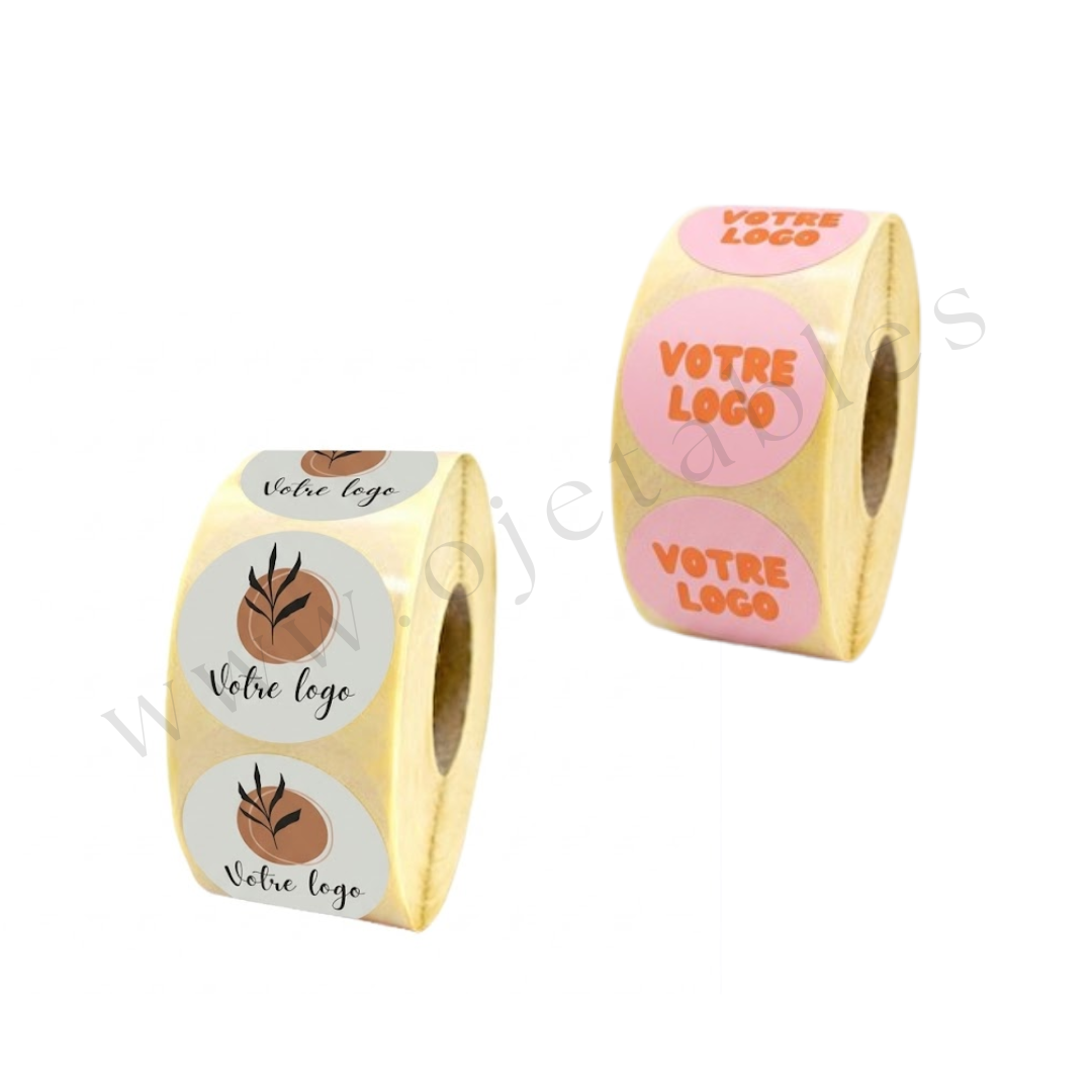 ETIQUETTES ADHESIVES RONDES ∅ 5.2cm - Personnalisées multicouleurs