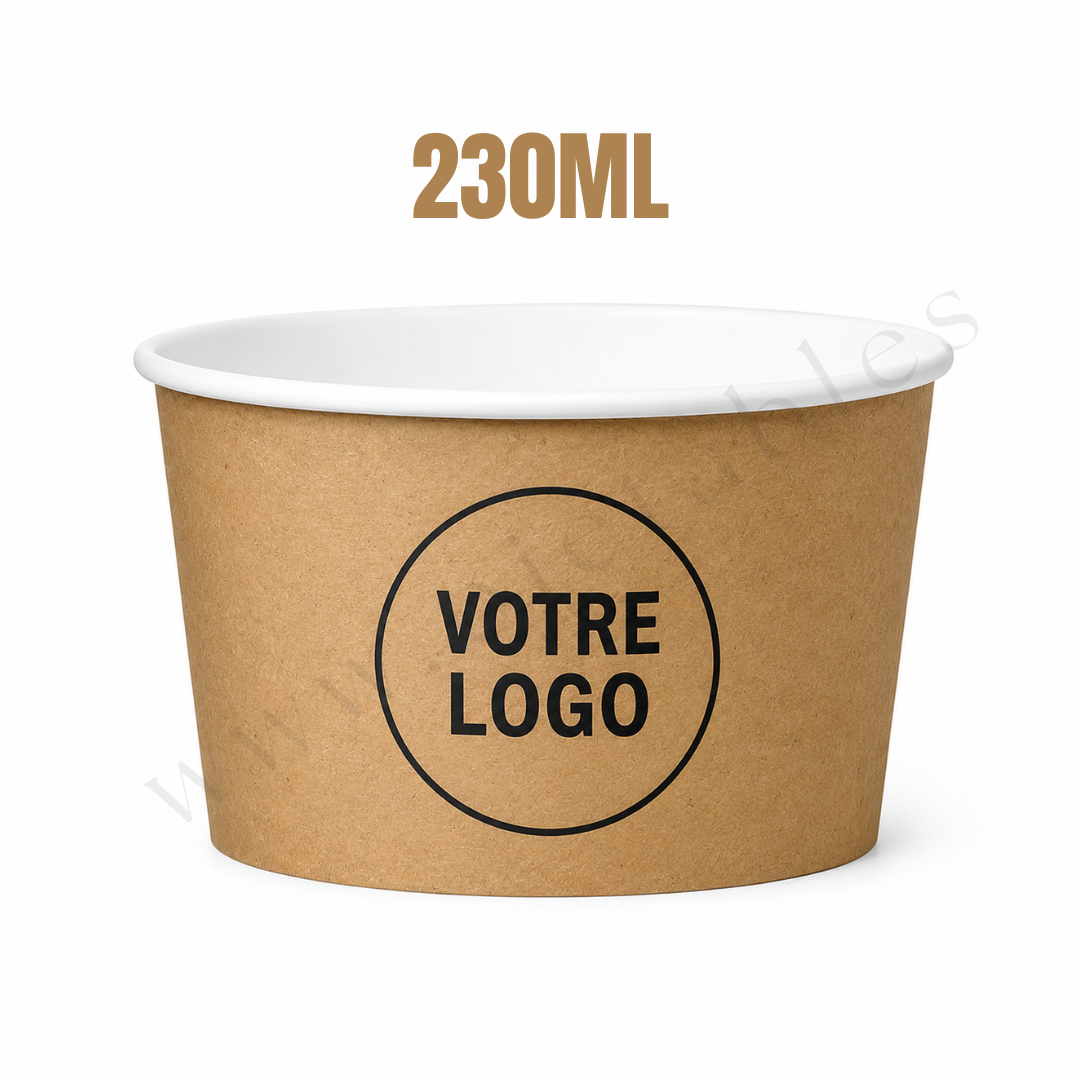 Pot à glace personnalisé Multicouleurs 230cc