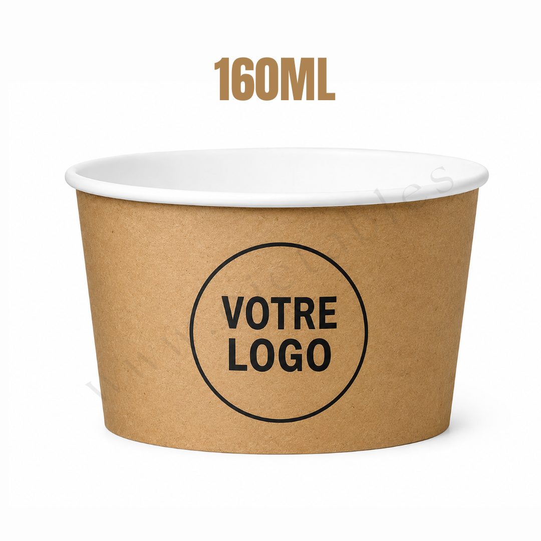 Pot à glace personnalisé Multicouleurs 160cc